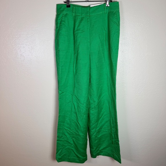 LOFT Pants - New LOFT Womens 6 The Peyton Trouser Green Linen Blend Wide Leg Boho Career Vaca